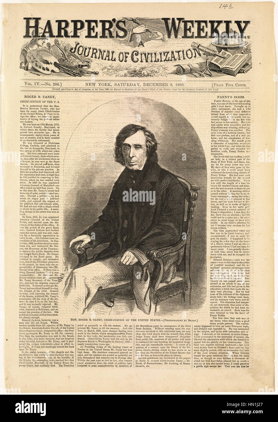 Winslow Homer -   Hon. Roger B. Taney, Chief Justice of the United States Stock Photo