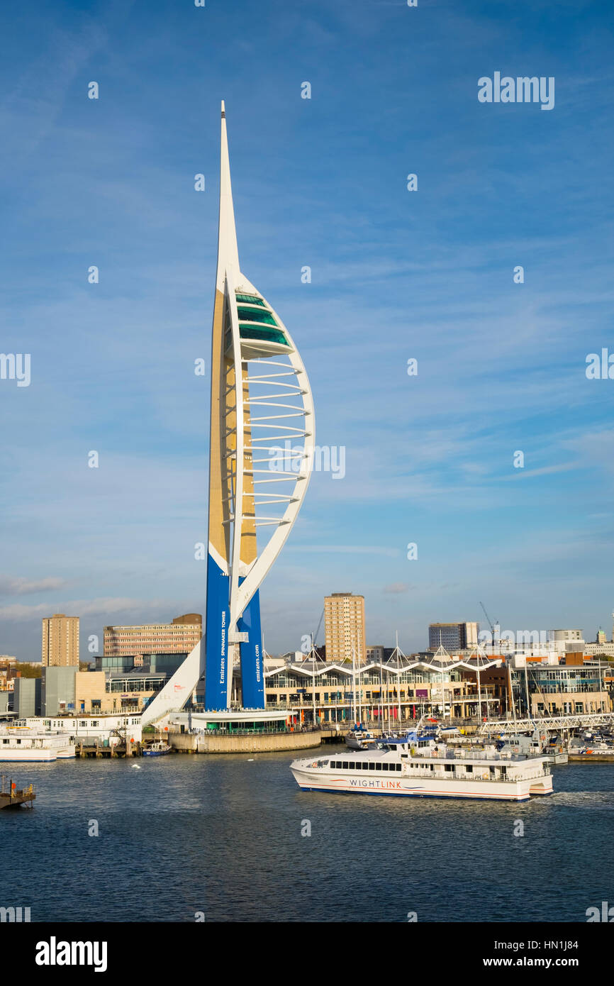 Portsmouth Spinnaker Tower and a Wightlink Ferry Stock Photo