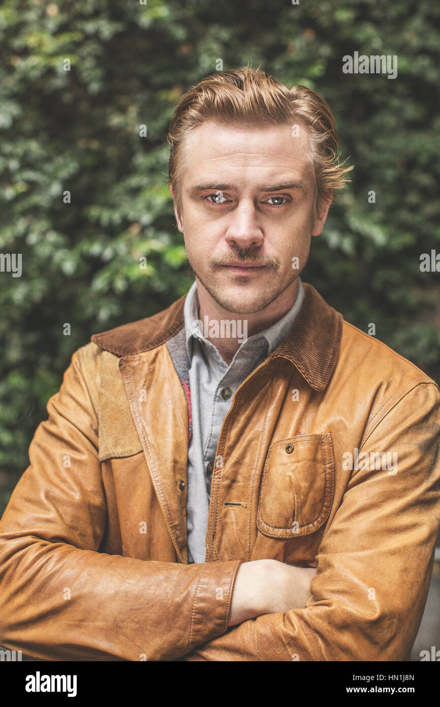 The American actor Boyd Holbrook portrayed in Colombia during the production of the popular Netflix-series Narkos. Boyd Holbrook plays the role as DEA Stock Photo