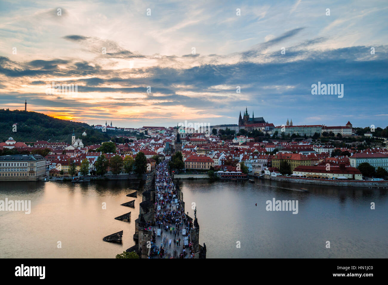 Prague at sunset, panoramic view, image of Prague, capital city of Czech Republic Stock Photo