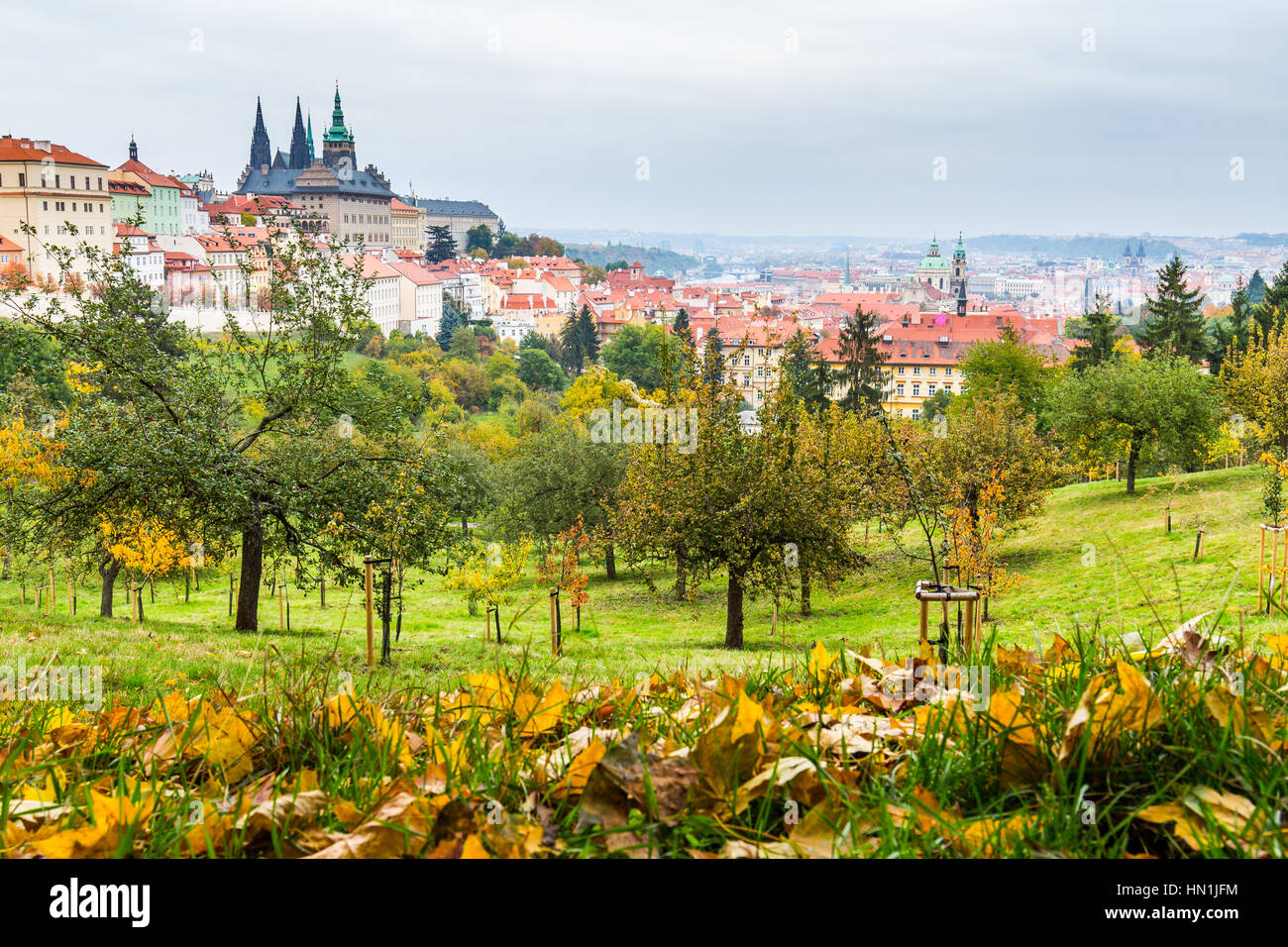 Prague Castle and Saint Vitus Cathedral, Czech Republic. Panoramic view Stock Photo