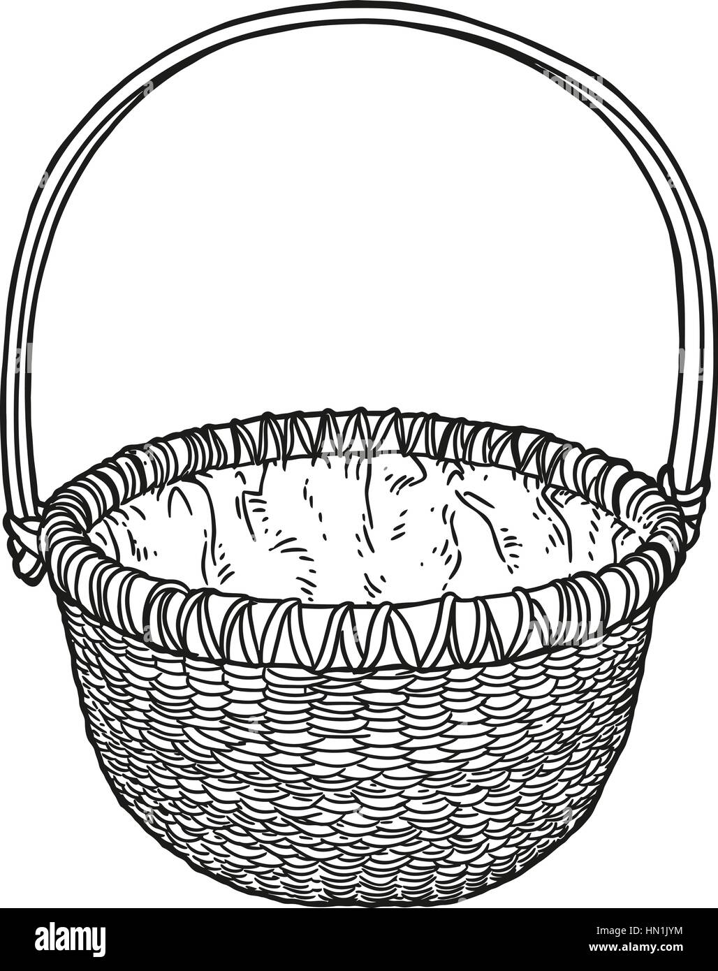 Basket illustration, drawing, engraving Stock Vector