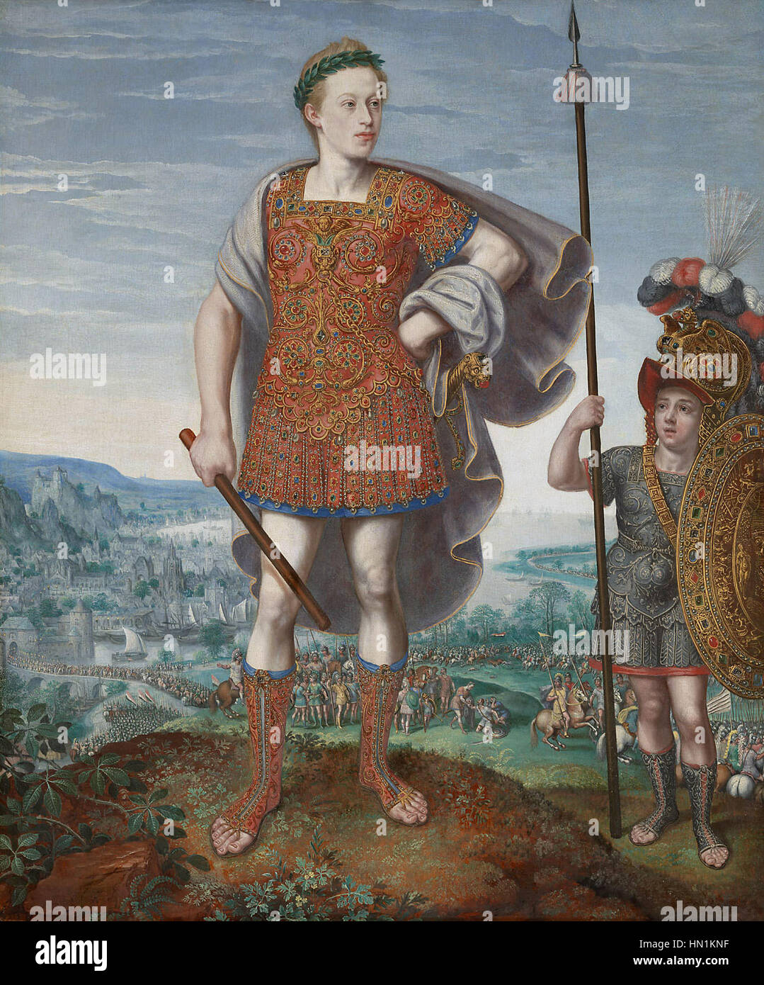 Lucas van Valckenborch - Emperor Matthias, portrait as Archduke in full figure, as P. Cornelius Scipio Africanus maior Stock Photo