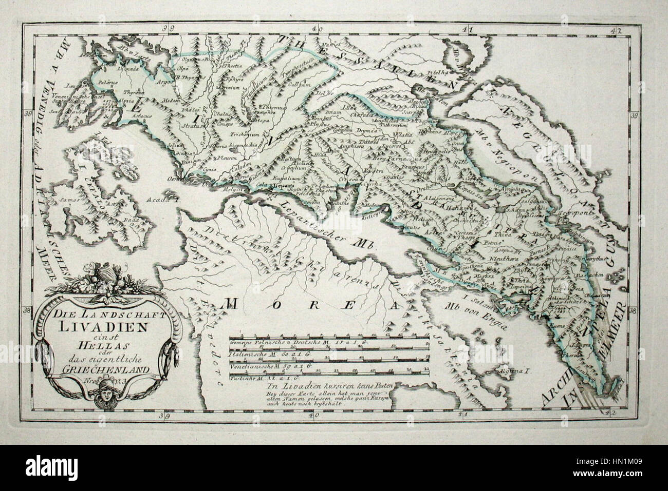 Map of Boeotia in 1791 by Reilly 023 Stock Photo