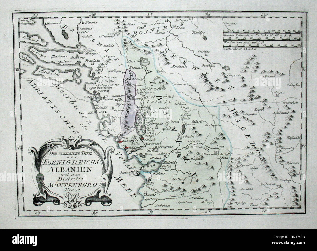 Map of Albania in 1791 by Reilly 021 Stock Photo