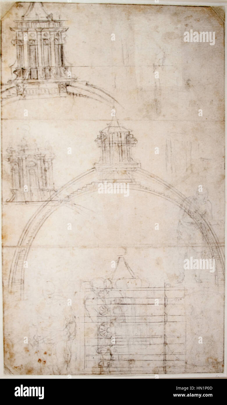 Michelangelo - Section through the dom of Saint Peter's Stock Photo