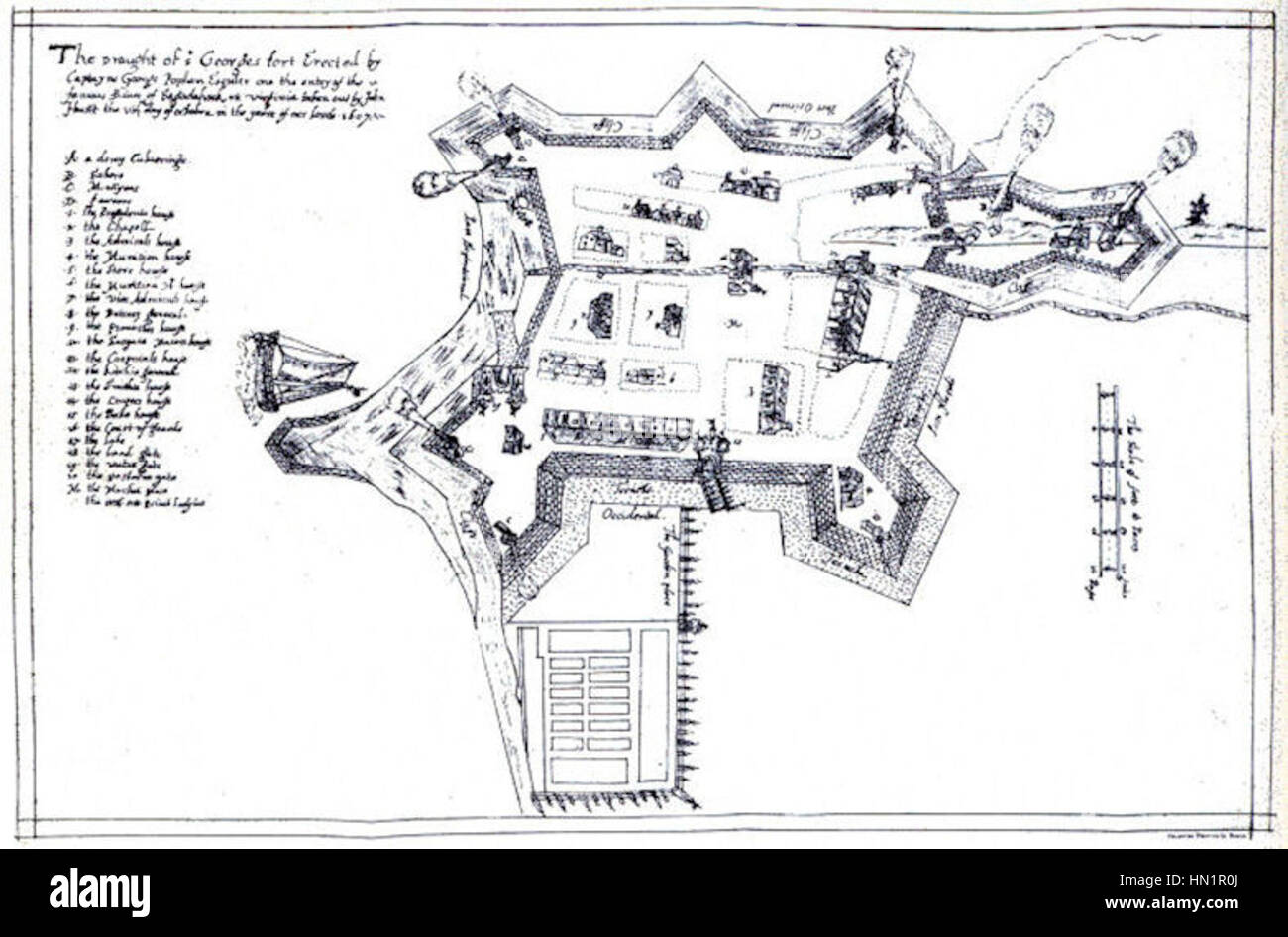 Maine Fort.St.George Map.1607 Stock Photo