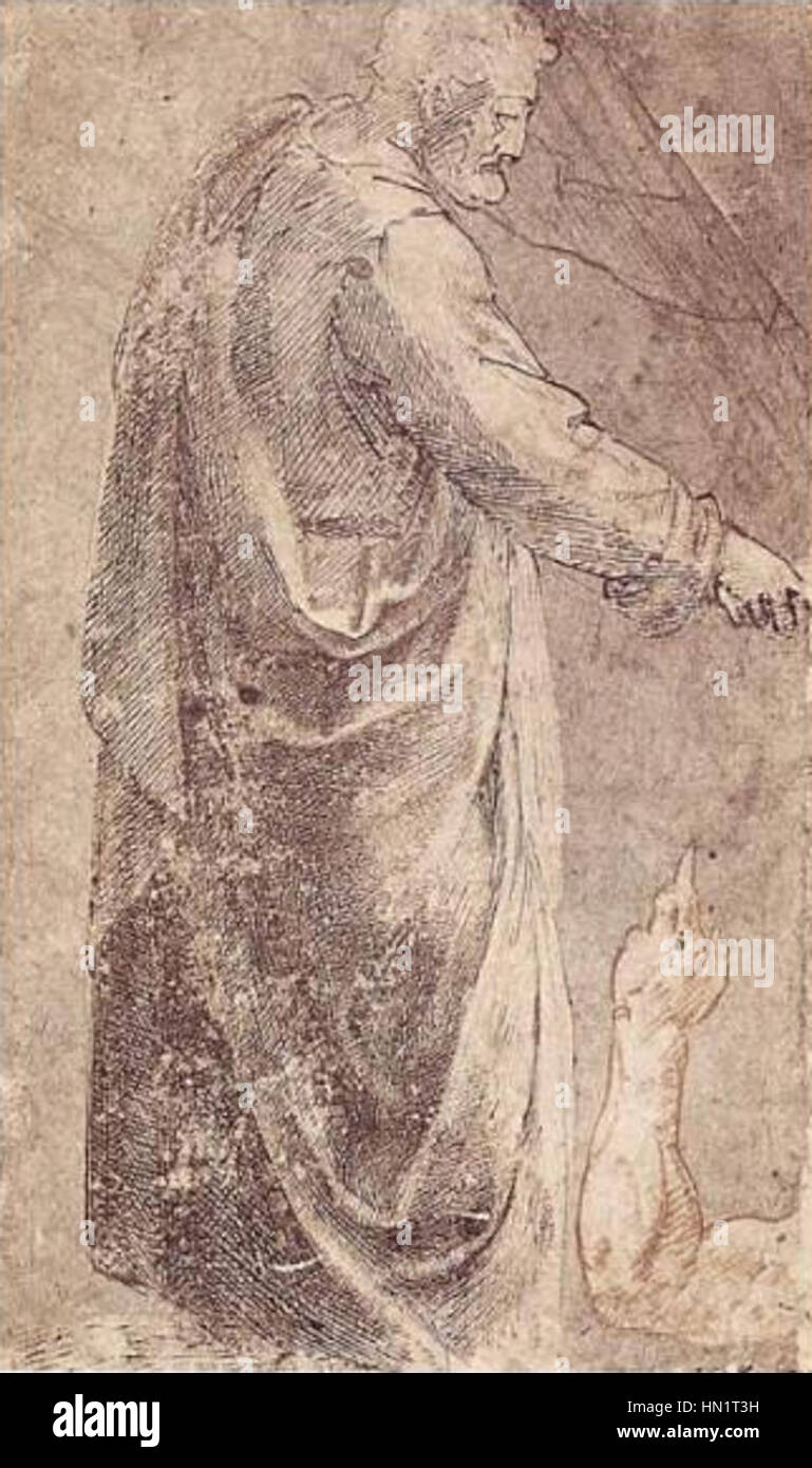 Michelangelo, drawing from the tribute money by masaccio (munich Kupferstichkabinett) Stock Photo