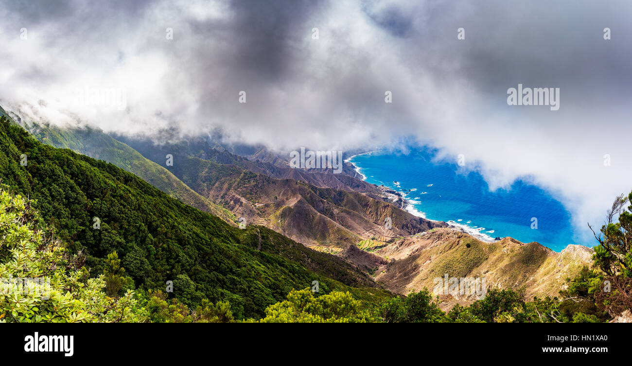 Panoramic landscape in Anaga mountains, Tenerife Canary Islands, Spain Stock Photo