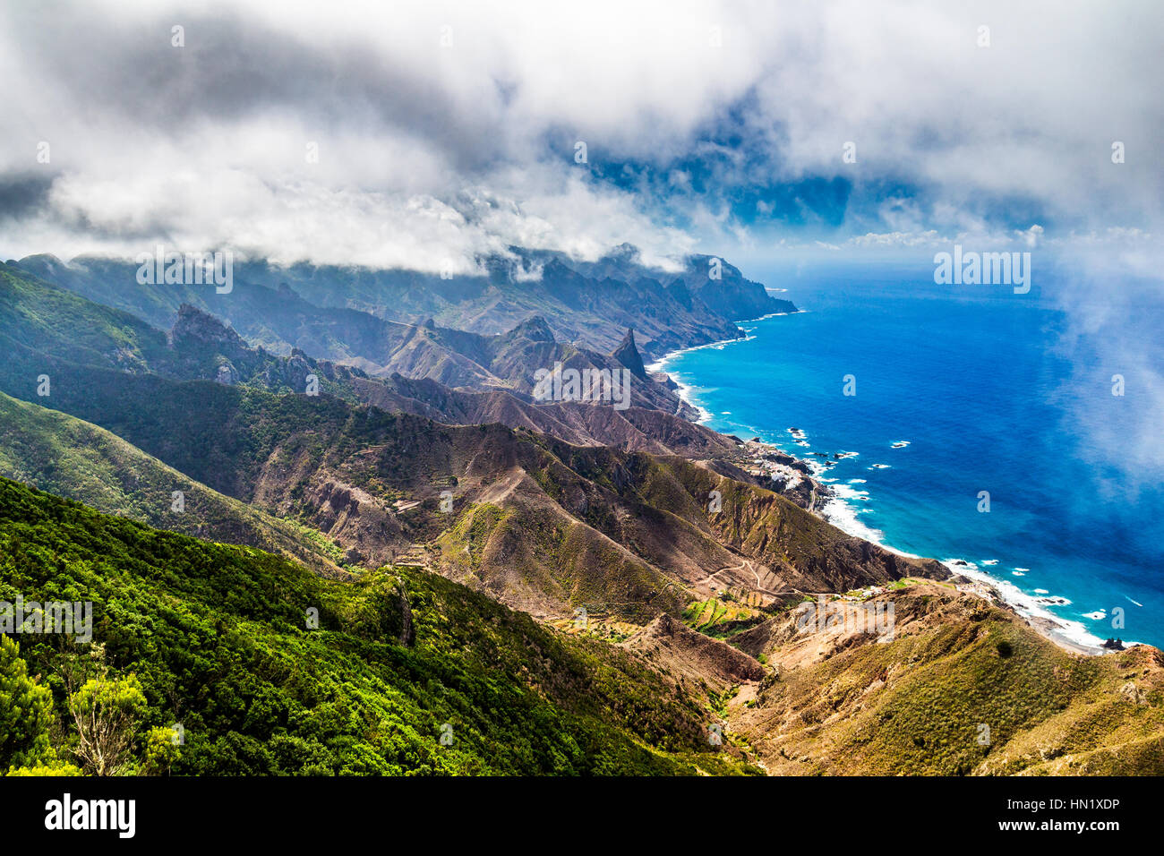 Panoramic landscape in Anaga mountains, Tenerife Canary Islands, Spain Stock Photo