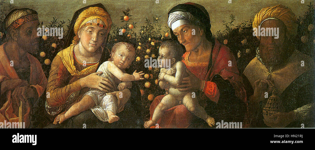Mantegna, sacra famiglia e famiglia del Battista, mantova Stock Photo