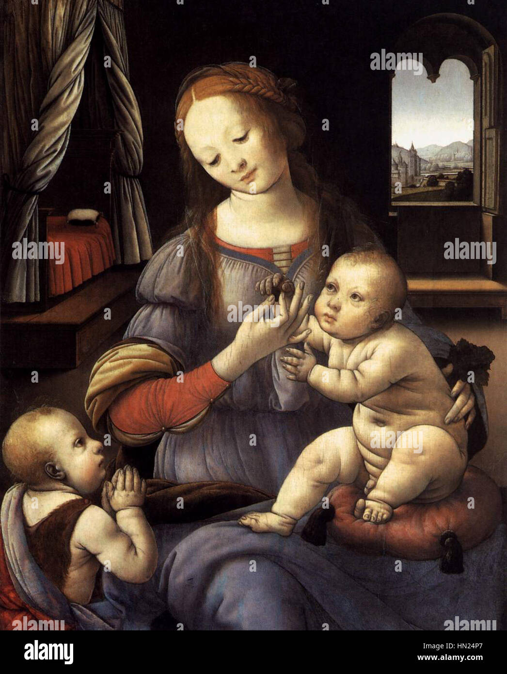 Lorenzo di credi, Madonna with the Christ Child and St John the Baptist ...