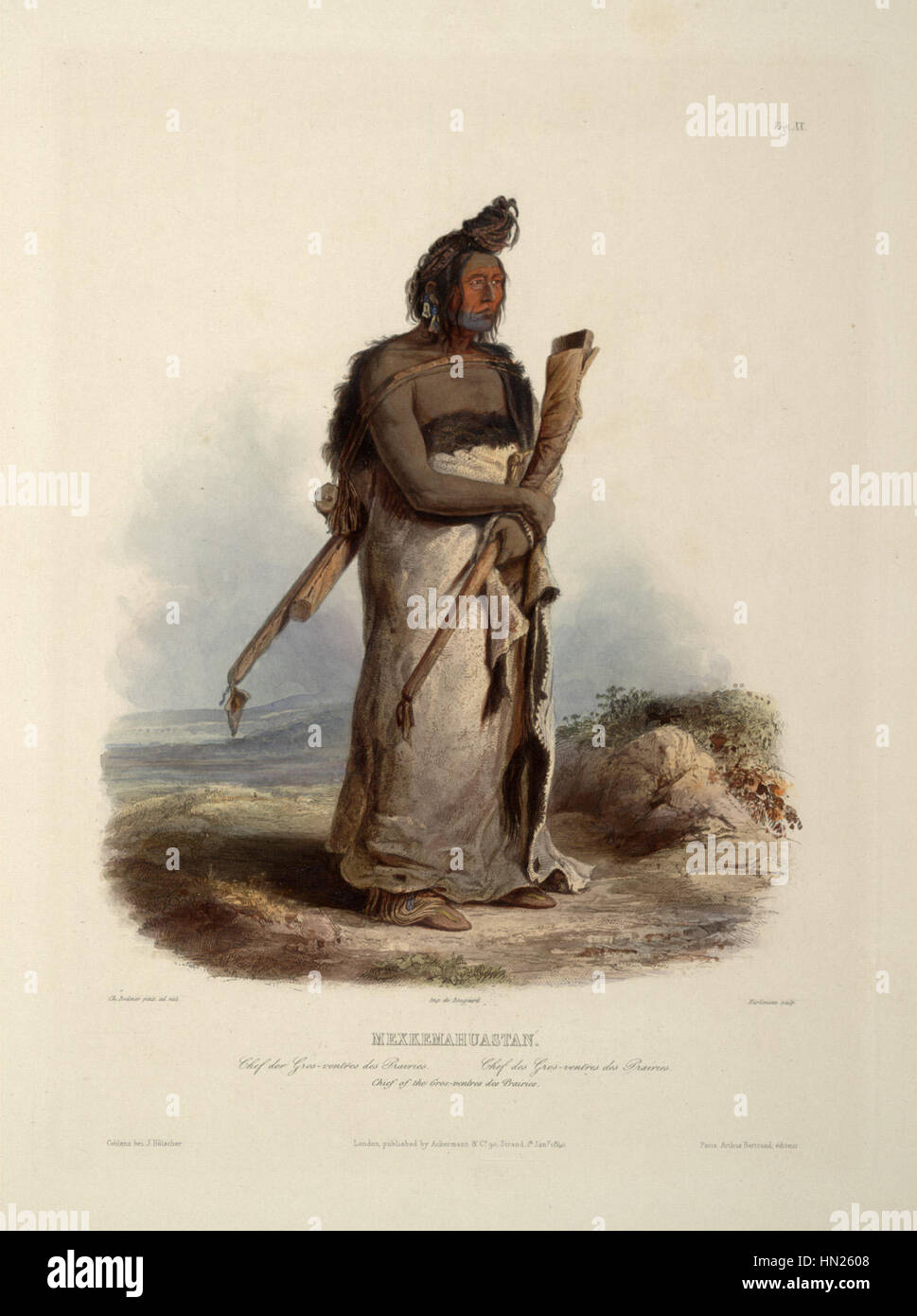 Mexkemahuastan Chief of the Gros-ventres des Praires Chief of the Bigbellies of the prarie 0020v Stock Photo