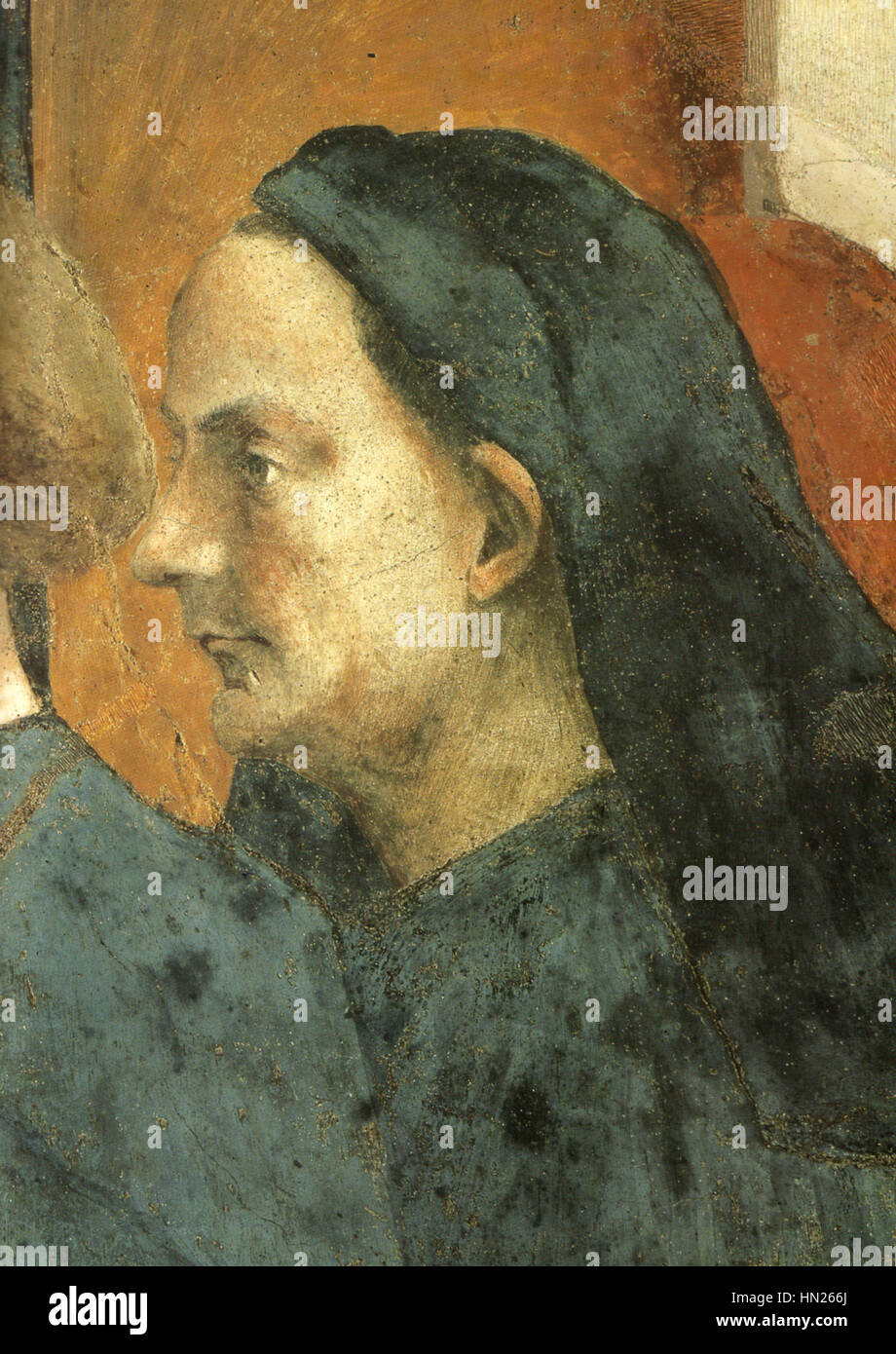 Masaccio, cappella brancacci, san pietro in cattedra. ritratto di filippo brunelleschi Stock Photo