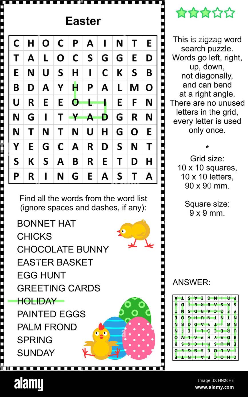Easter themed wordsearch puzzle. Vector and high res JPEG. Stock Vector
