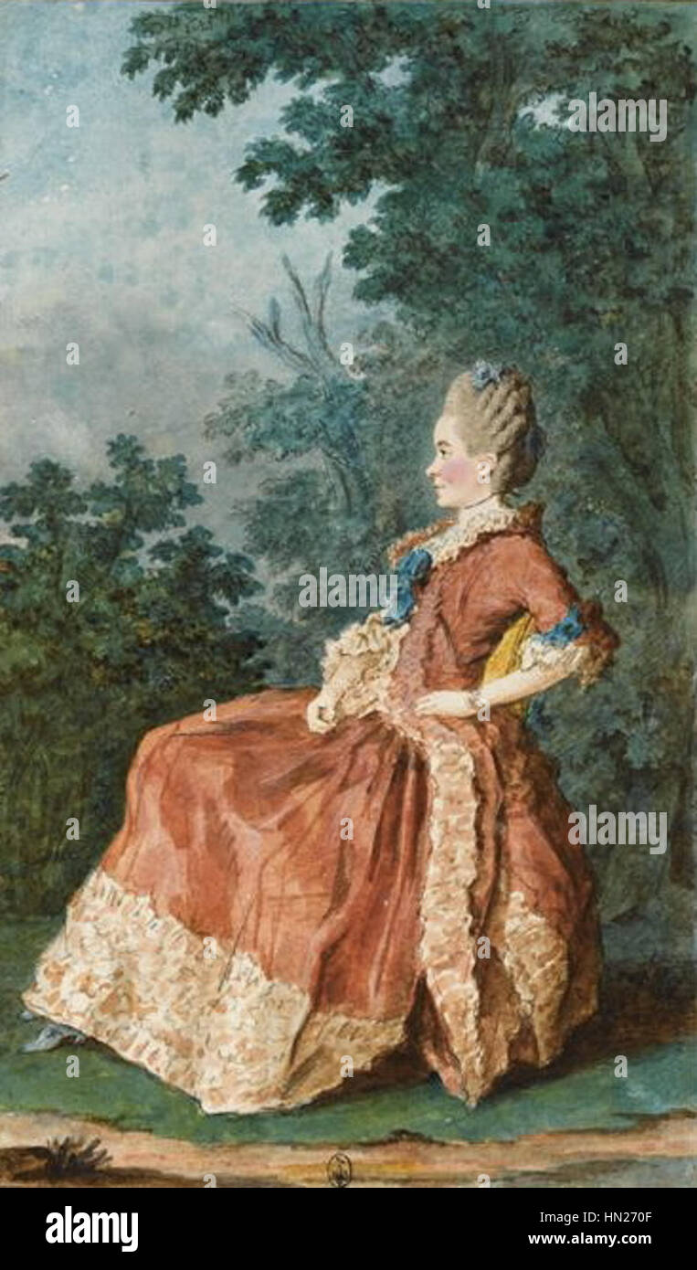*Mme du Dreneuc* is a portrait of a French noblewoman, capturing her elegance and aristocratic style. The portrait is likely from the 18th century, reflecting the fashion and social hierarchy of the French nobility at the time. Stock Photo