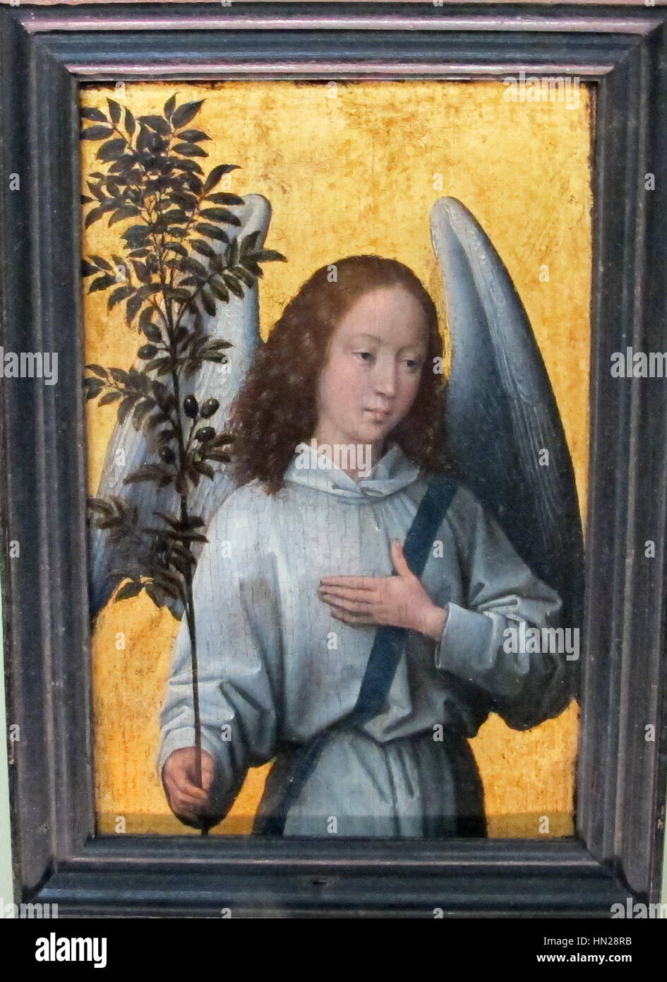 Hans memling, angelo con ramo d'olivo, 1475-80 ca. Stock Photo