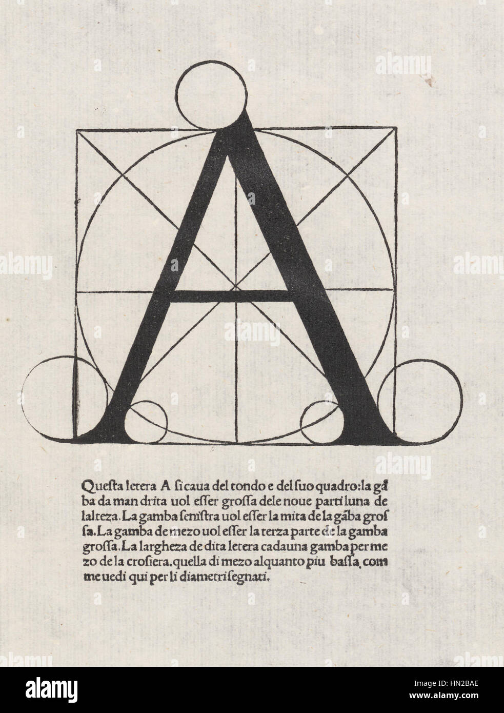 Luca Pacioli, De divina proportione, Letter A Stock Photo