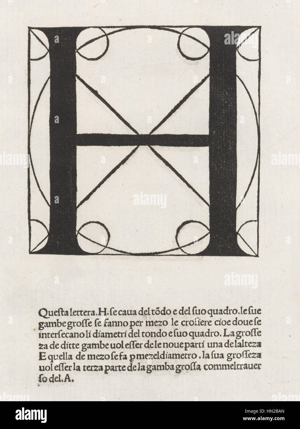 Luca Pacioli, De divina proportione, Letter H Stock Photo