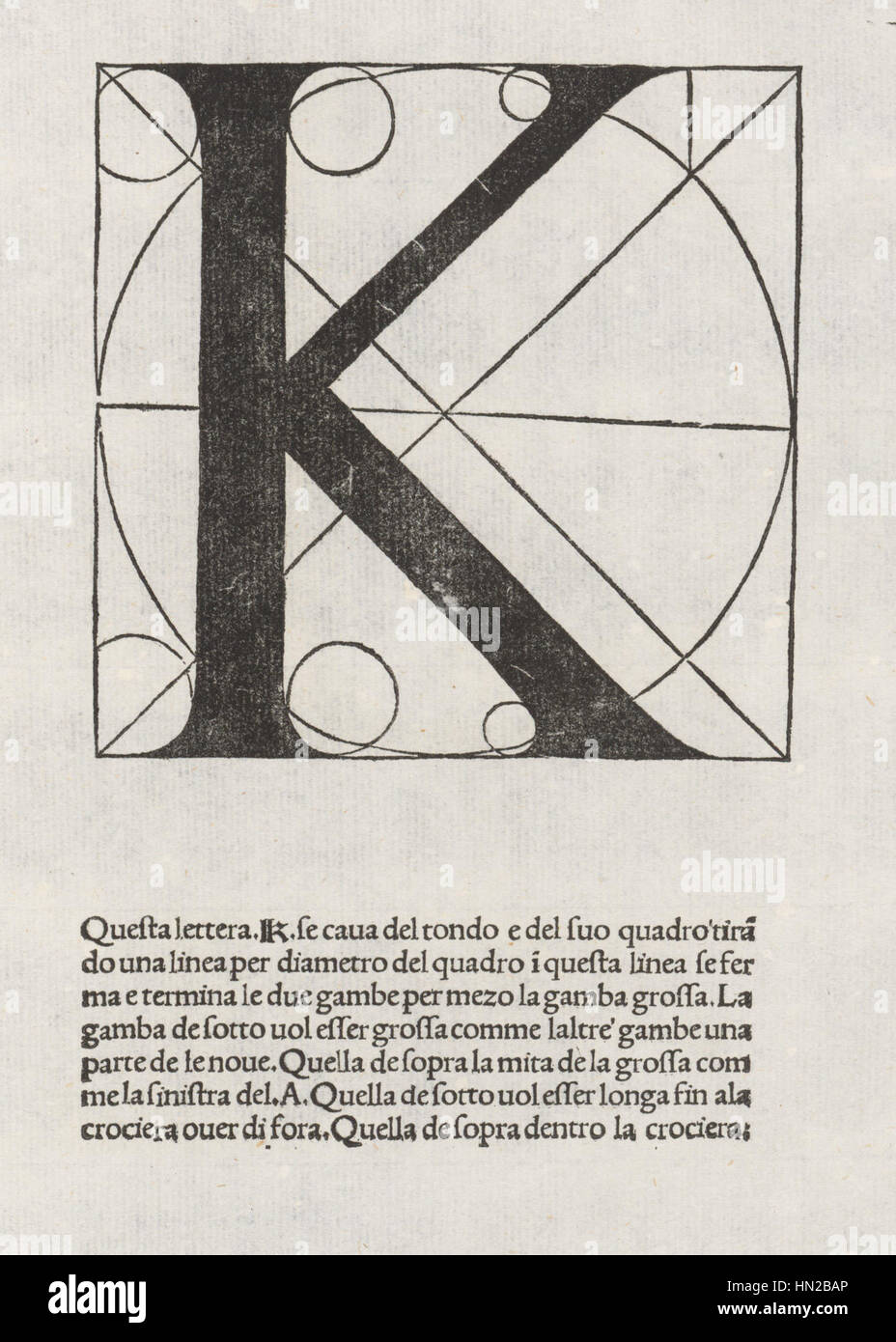 Luca Pacioli, De divina proportione, Letter K Stock Photo