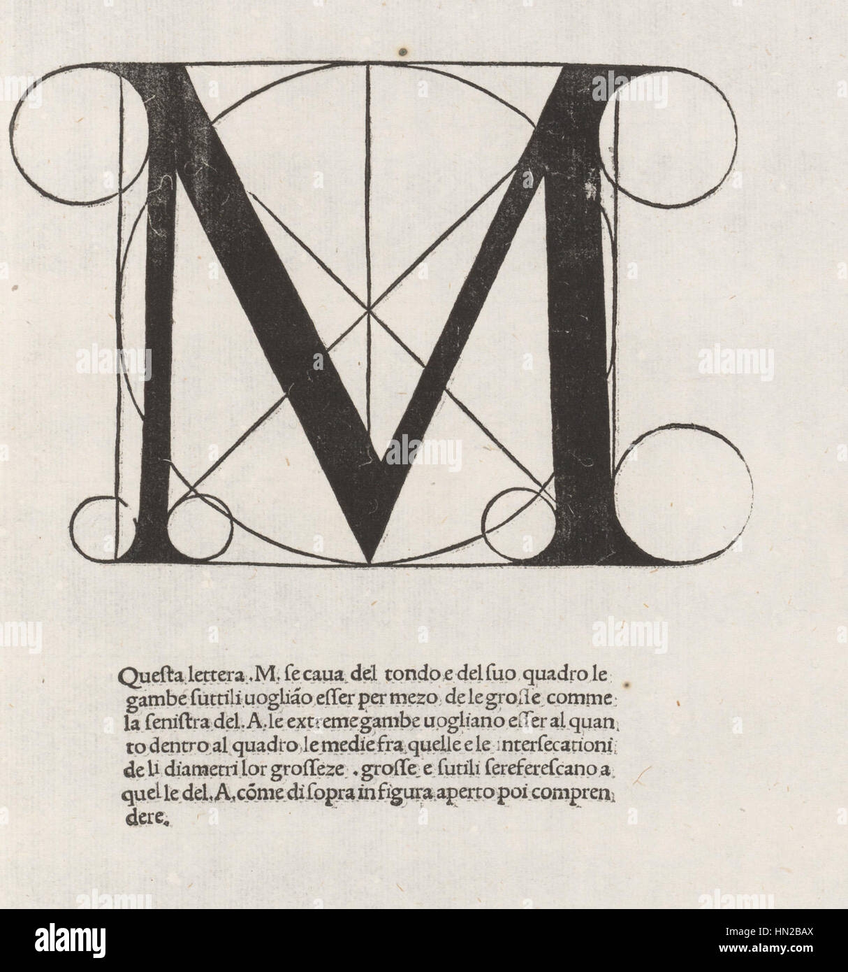 Luca Pacioli, De divina proportione, Letter M Stock Photo