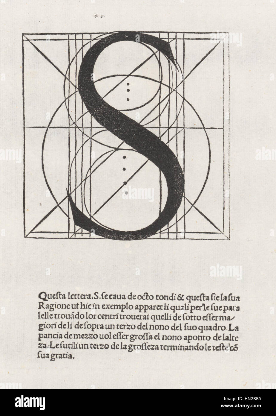 Luca Pacioli, De divina proportione, Letter S Stock Photo