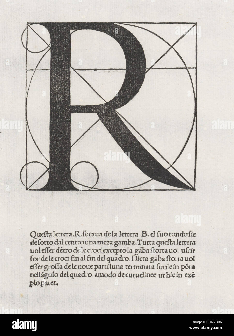 Luca Pacioli, De divina proportione, Letter R Stock Photo