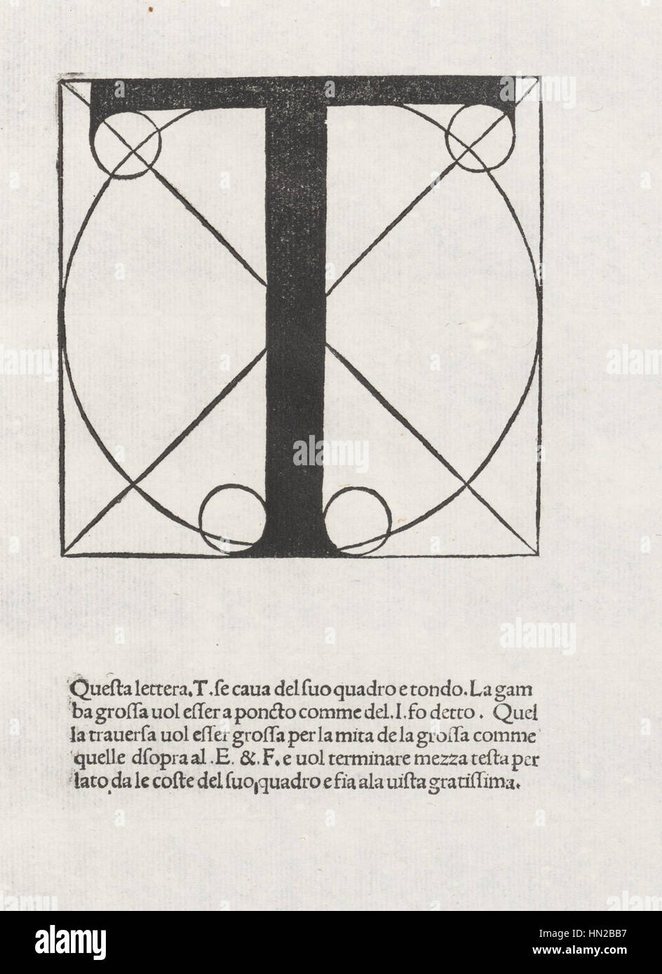 Luca Pacioli, De divina proportione, Letter T Stock Photo