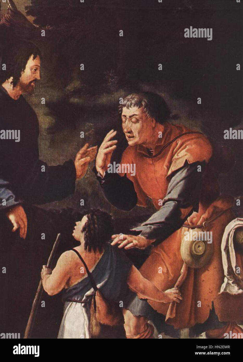 Lucas van Leyden’s 'Christ Healing the Blind' captures a biblical scene where Christ performs a miracle. This detailed work demonstrates van Leyden’s skill in engraving, showcasing his ability to render intricate emotion and spiritual depth in religious scenes. Stock Photo