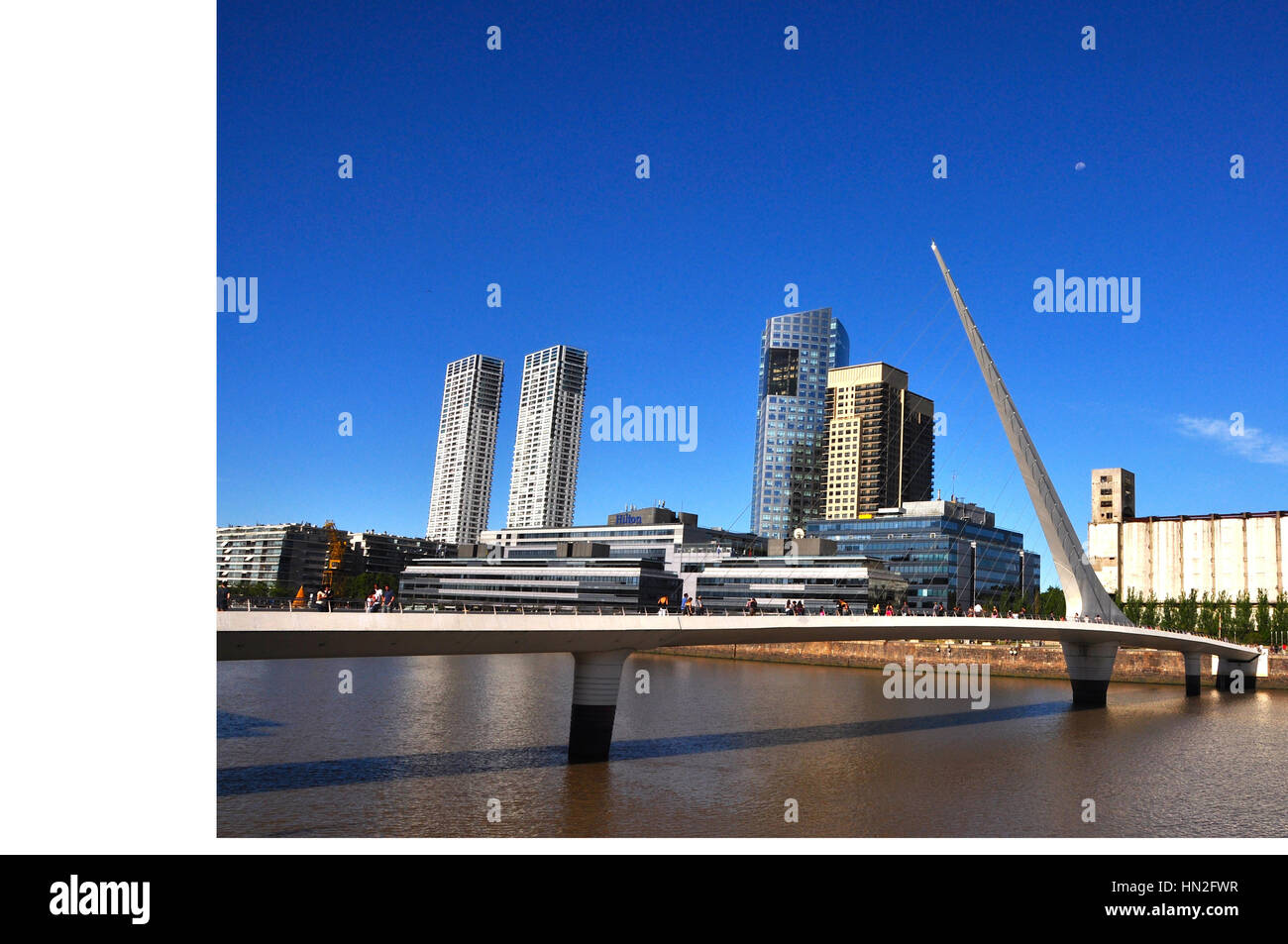 Puente de la mujer, in the Puerto Madero waterfront Dock district  of buenos aires  on a beautiful sunny day Stock Photo