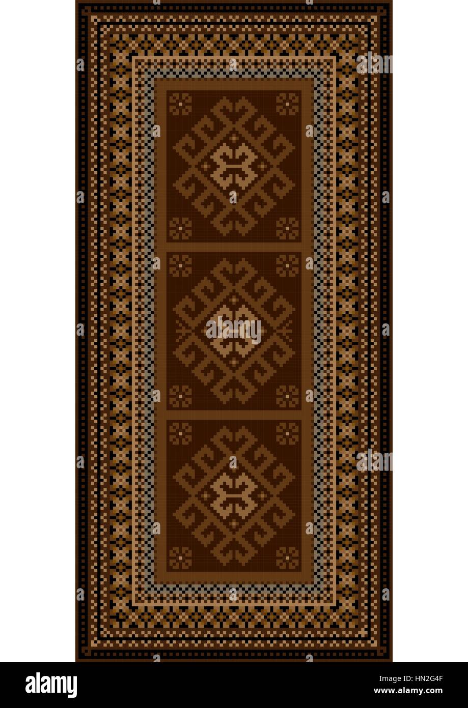 Luxury vintage carpet with ethnic ornaments in brown shades Stock ...