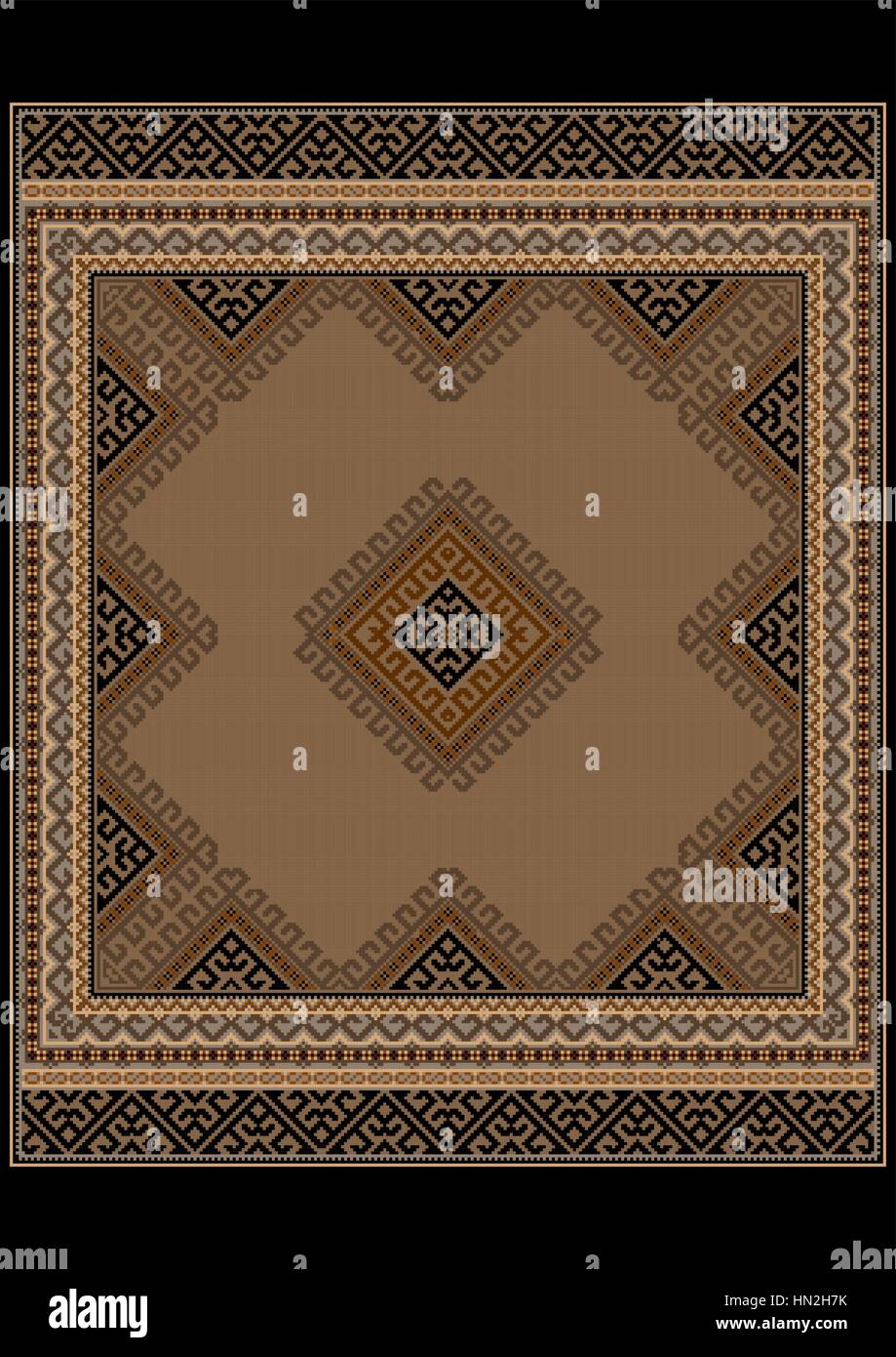 Luxurious vintage oriental rug with ethnic pattern with brown and