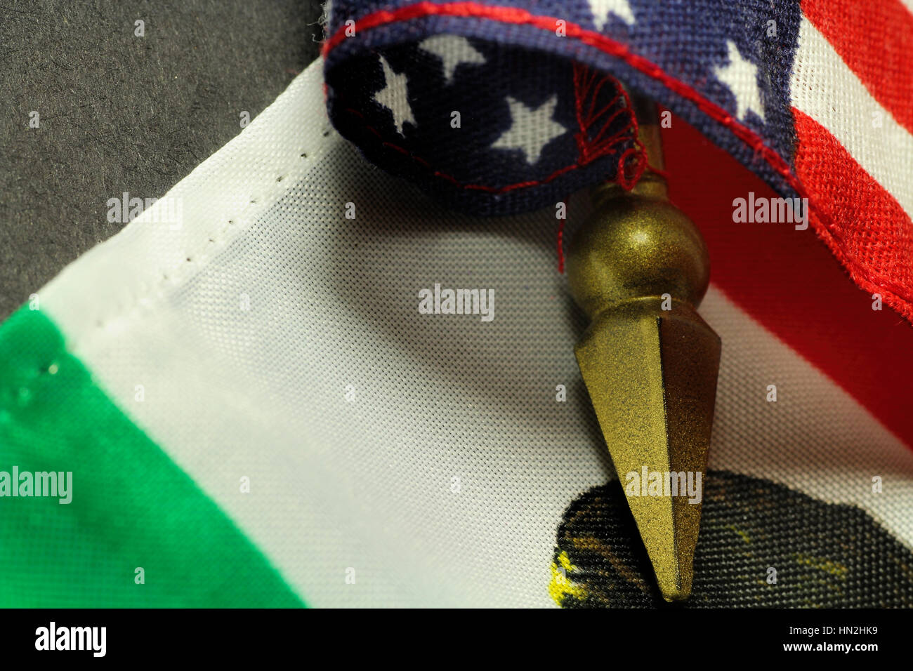 american flag and mexican flag go to battle america and mexico divided / divided we stand. Stock Photo