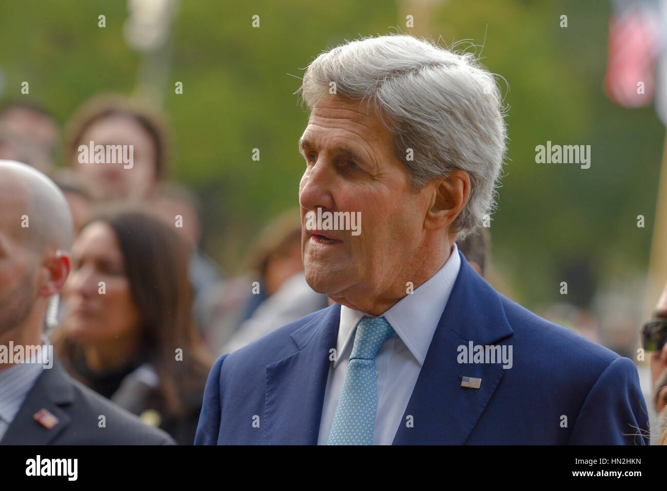 Buenos Aires, Argentina - Aug 4, 2016: United States Secretary of State John Kerry during his visit at Plaza San Martin. Stock Photo