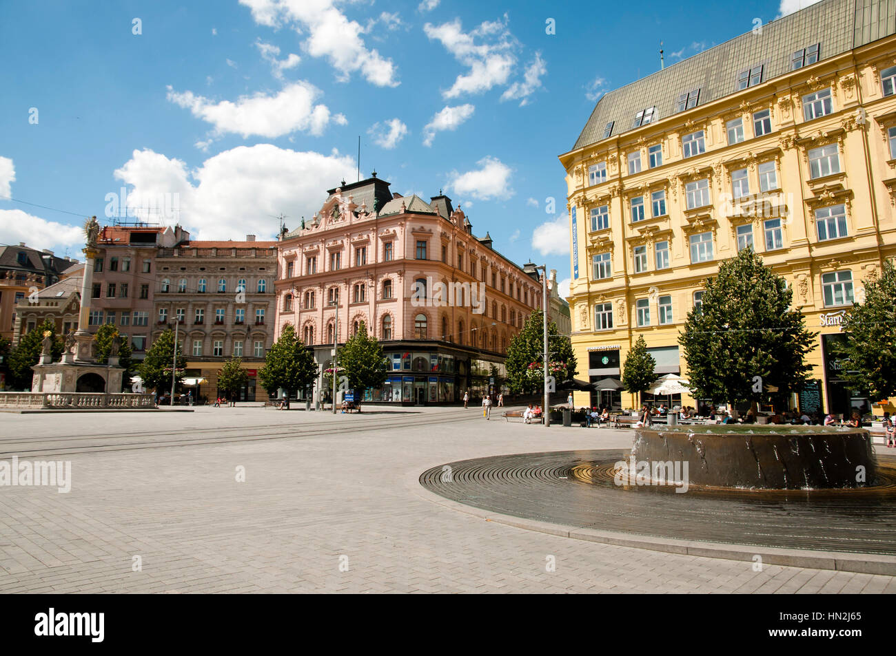BRNO, CZECH REPUBLIC - July 6, 2016: Freedom Square (Namesti Svobody) which is the biggest square in the city Stock Photo