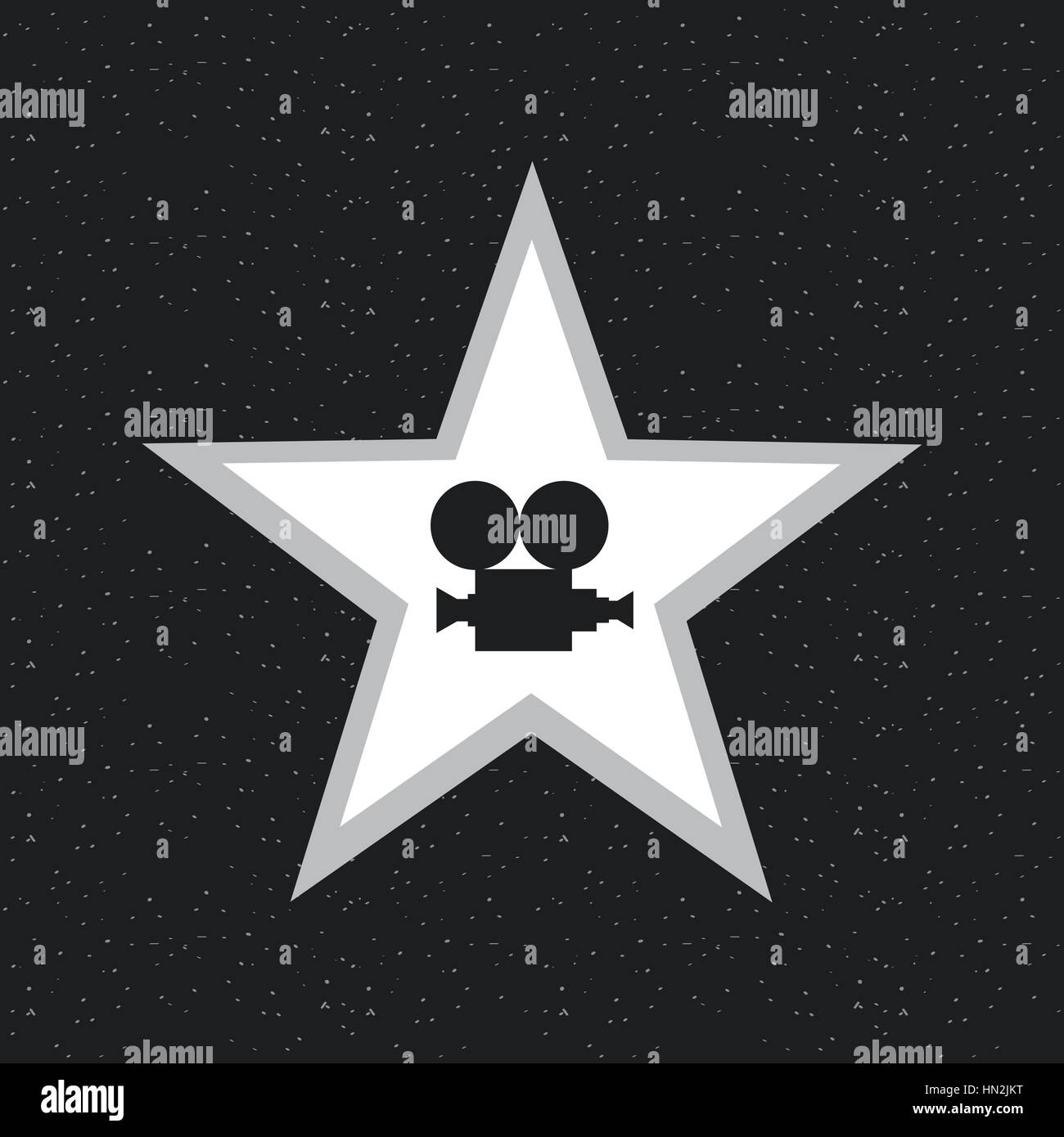 star with cinema camera icon over black background. vector illustration ...