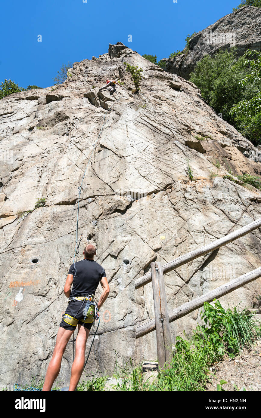 Rock climbing at Arnad, Aosta valley, Italy, Europe, EU Stock Photo Alamy