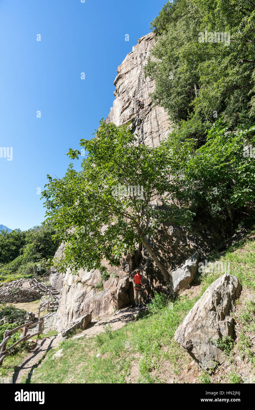 Rock climbing at Arnad, Aosta valley, Italy, Europe, EU Stock Photo Alamy