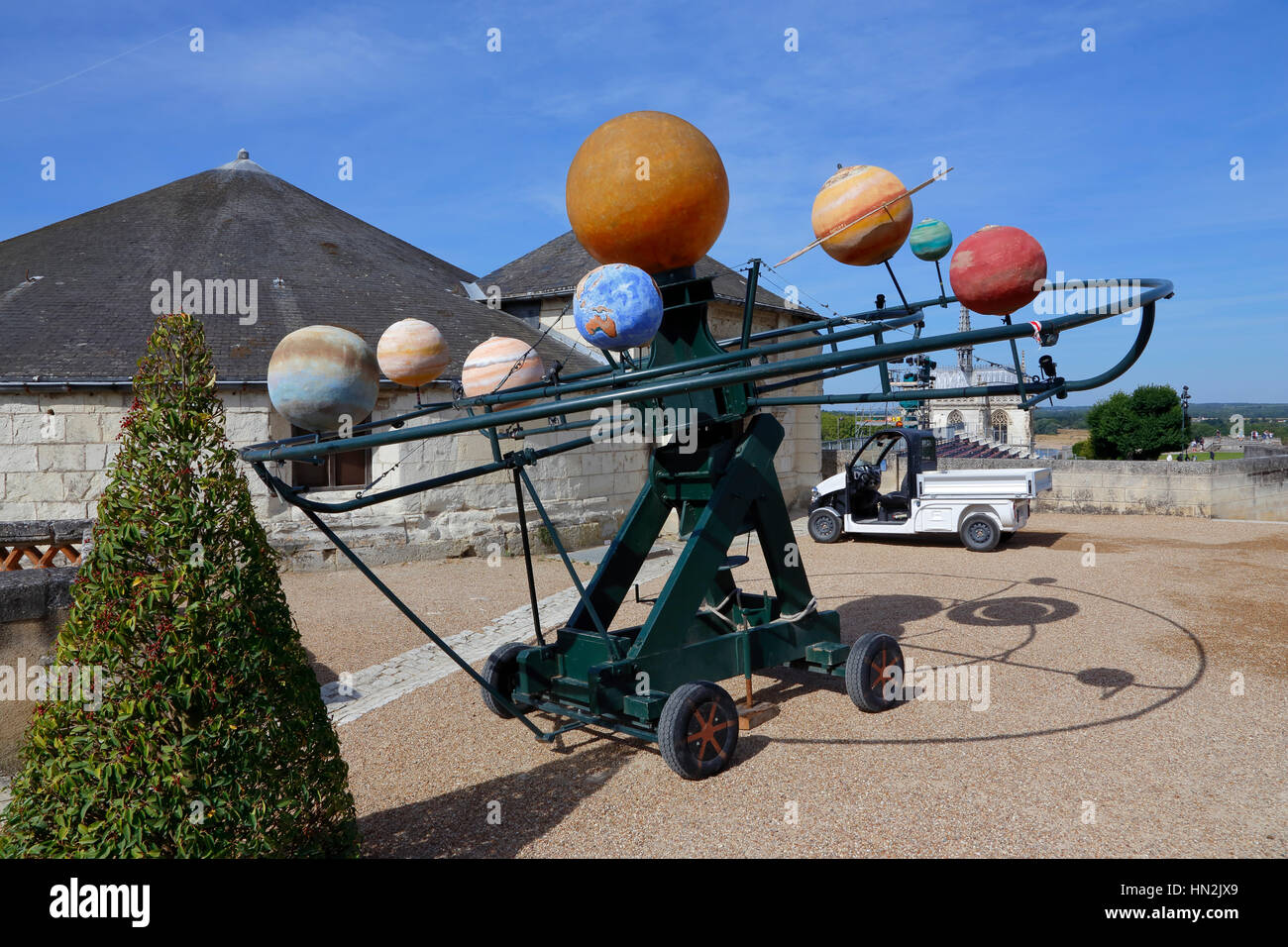 Model of Leonardo da Vinci solar system - Chateau d Amboise, Loire Valley, France- SHOT August 2015 Stock Photo