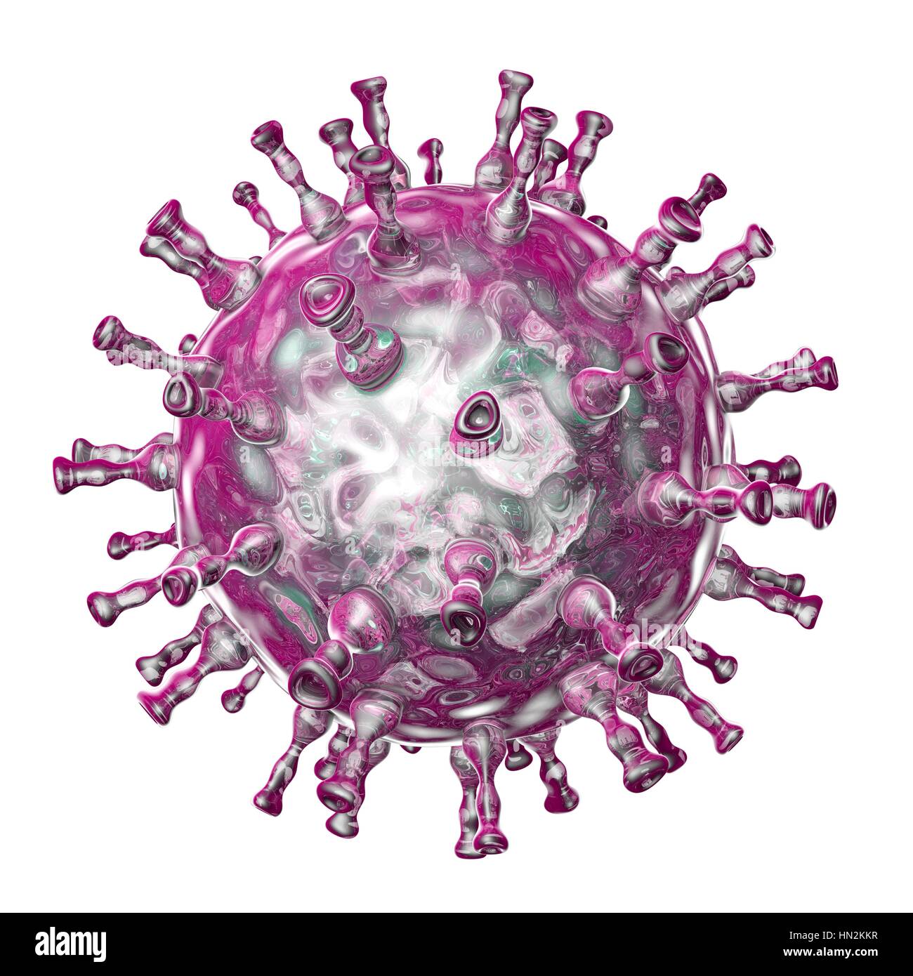 Computer illustration of varicella zoster virus particles, the cause of chickenpox and shingles. Varicella zoster virus is also known as human herpes virus type 3 (HHV-3). Stock Photo