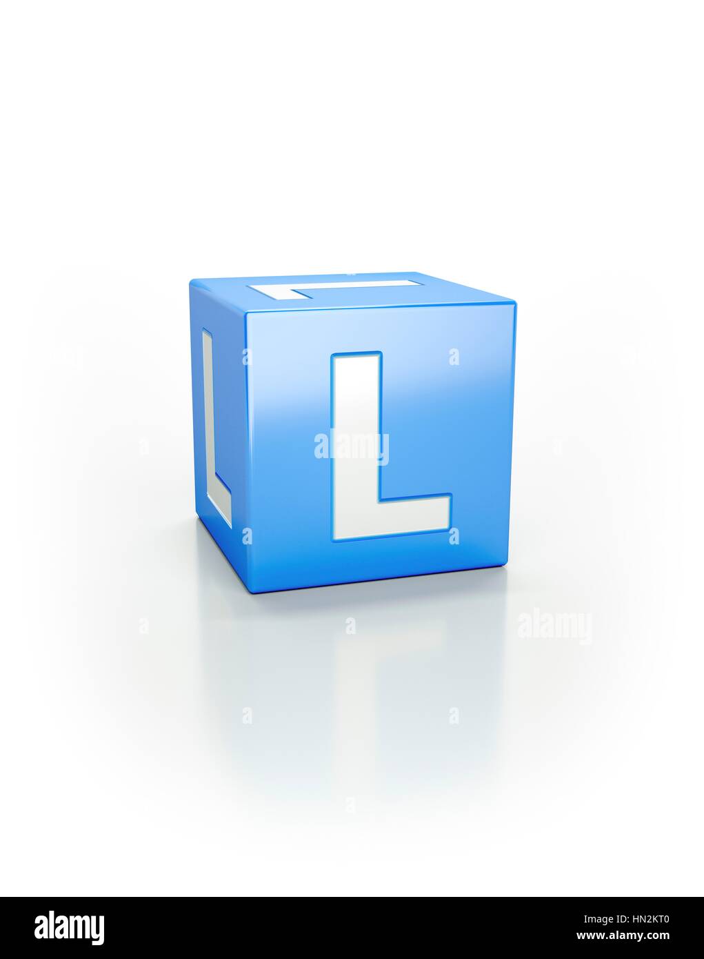 Blue cube with letter L Stock Photo - Alamy