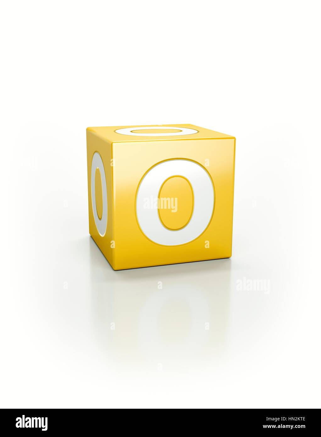 Yellow cube with letter O. Stock Photo