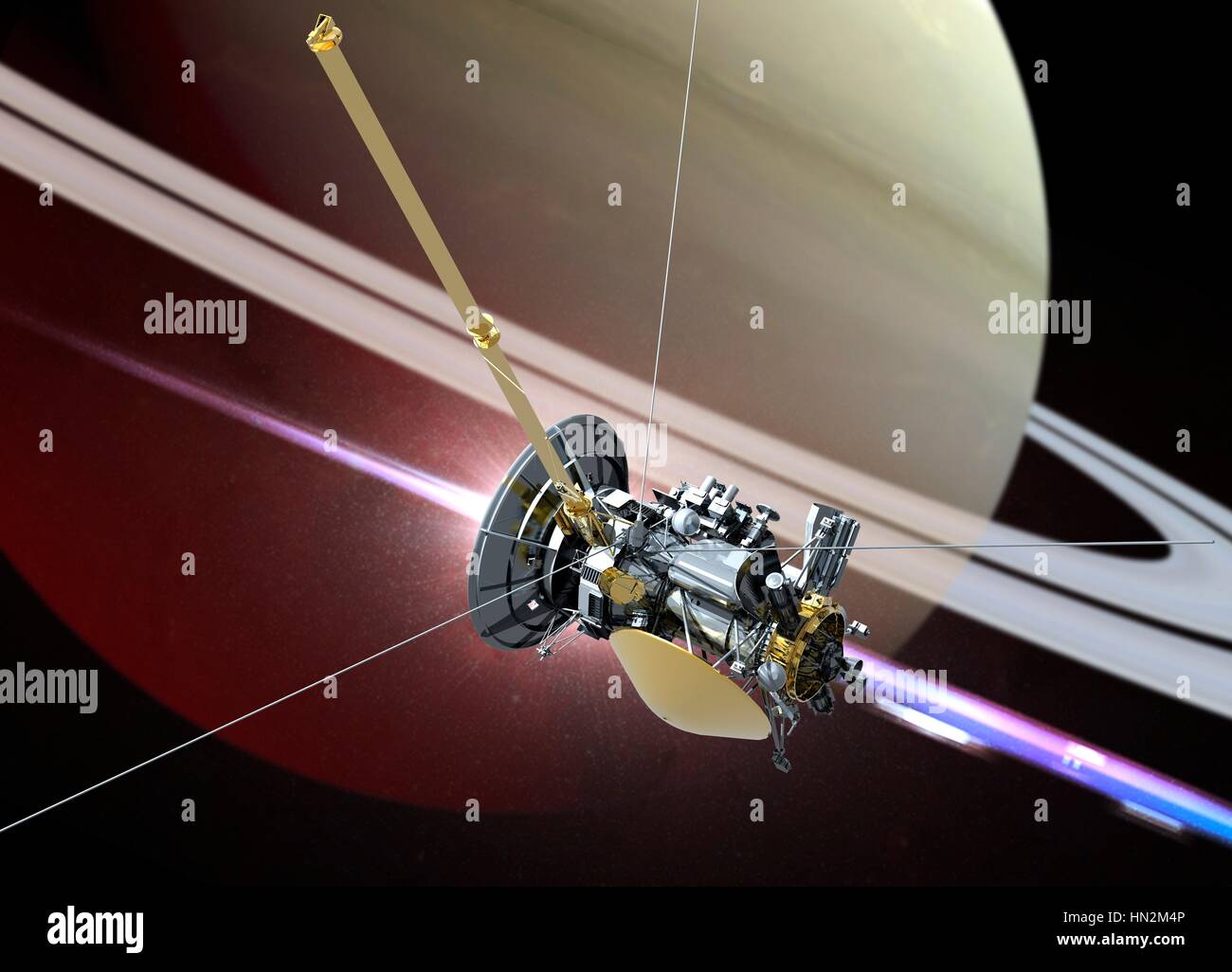 Cassini and Saturn, illustration. Stock Photo