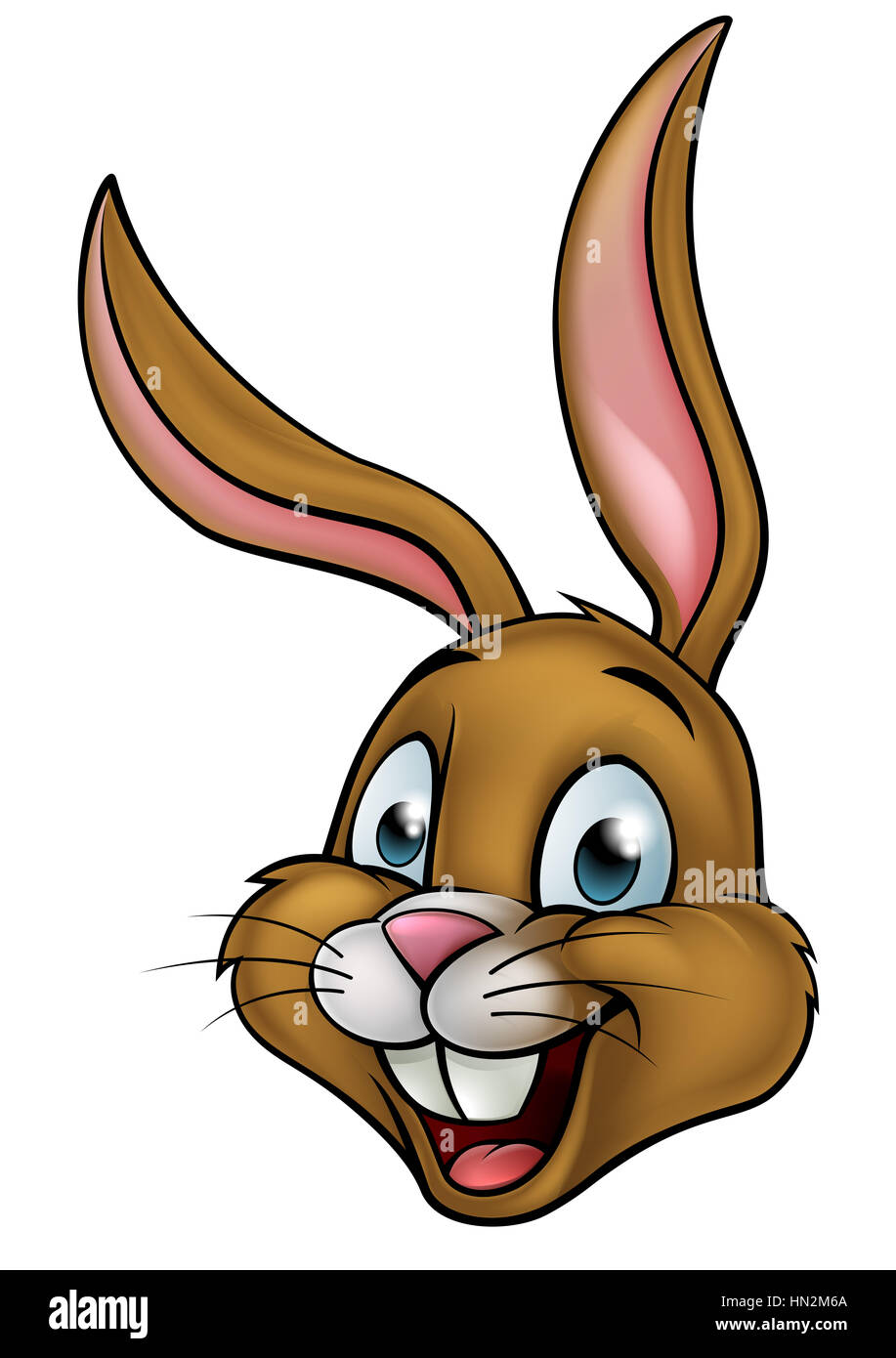 A cartoon brown rabbit or Easter Bunny face Stock Photo