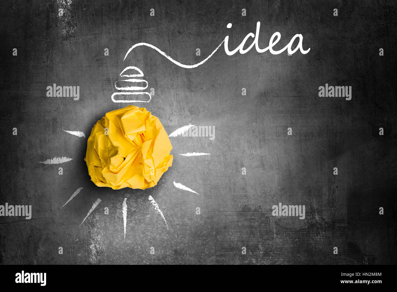 yellow paper light bulb idea Stock Photo