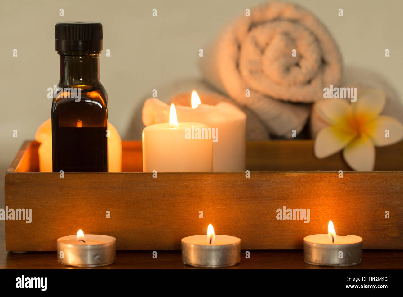burning candles wellness Stock Photo