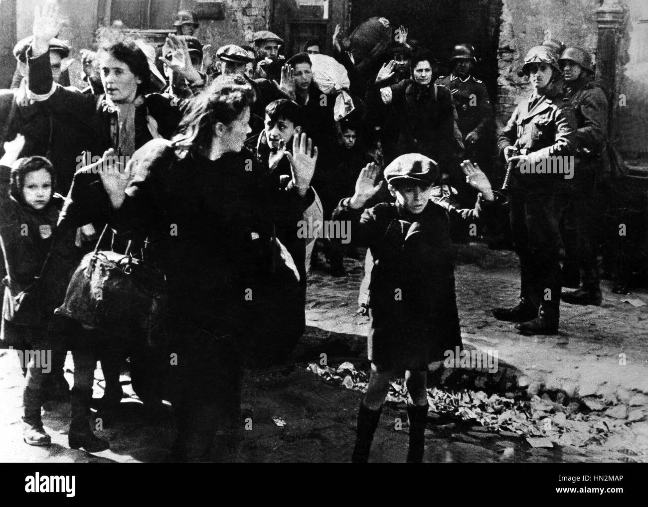 Warsaw ghetto: Jews being arrested during the insurrection. From left ...