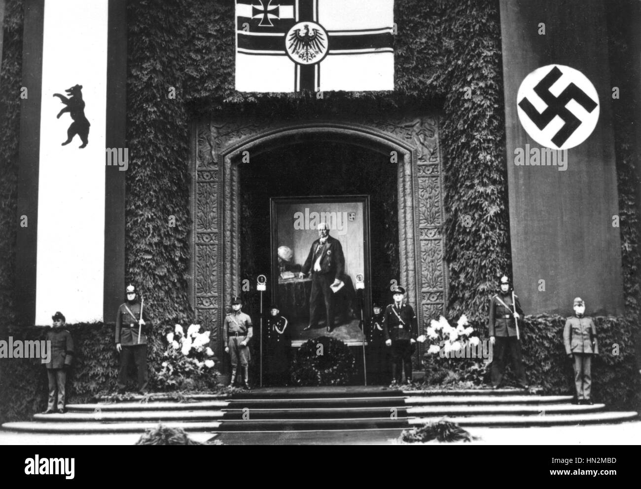 Hindenburg's funeral at the Berlin Rathaus  August 1934 Germany Brussels. Musee de la guerre Stock Photo