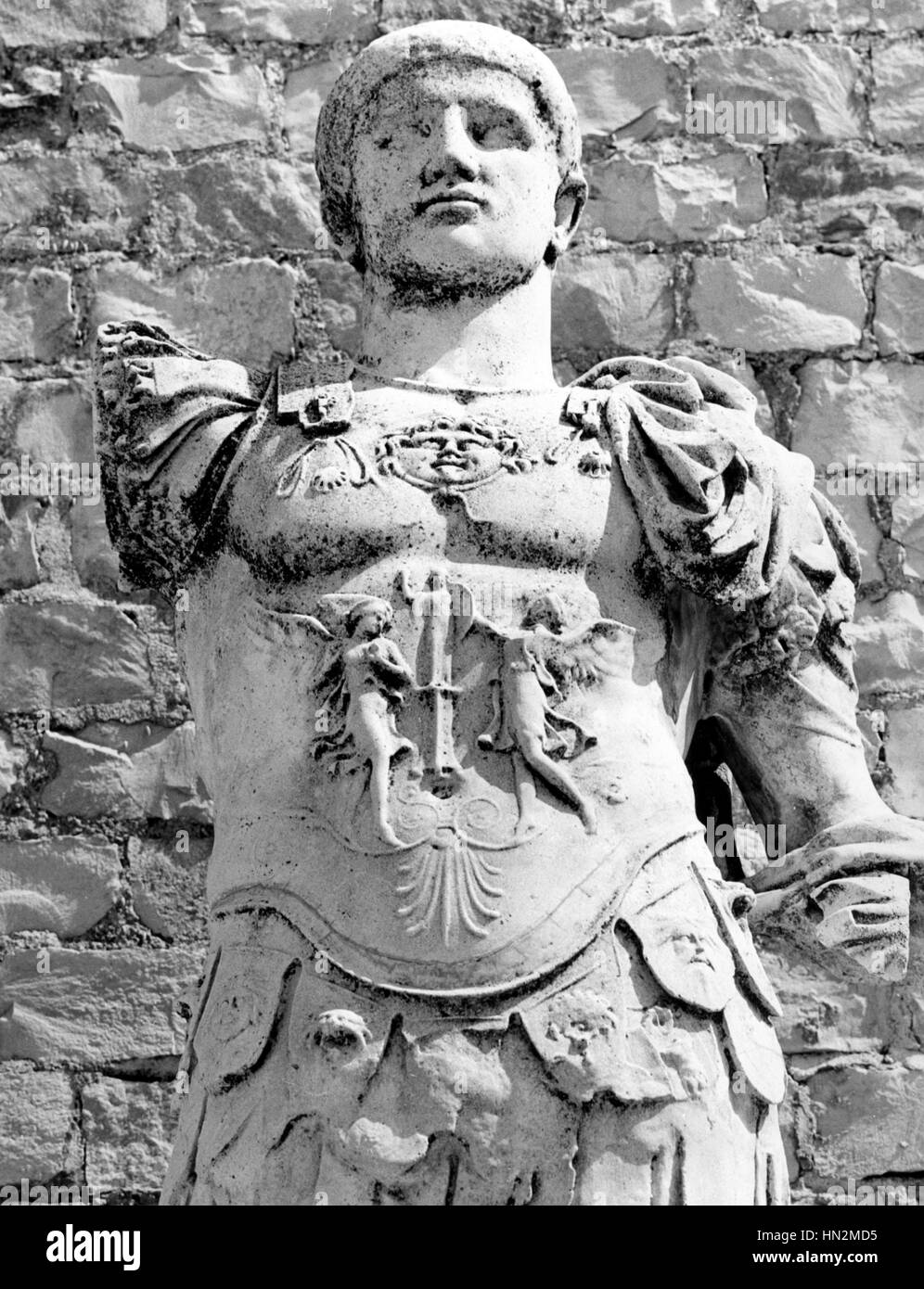Sculpture of Augustus in breastplate (63 B.C-A.D.14), Vaison-la-Romaine Antiquity ancient Rome Stock Photo