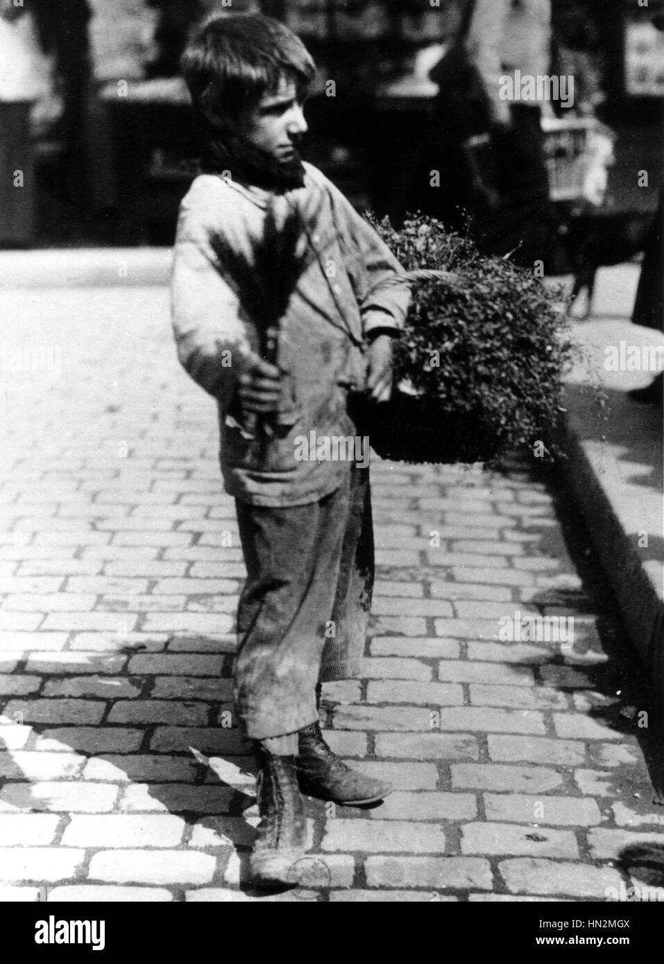 Photograph by Eugene Atget, Fines herbes pedlar France c.1900 Stock Photo